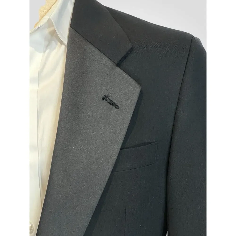 Vintage Cricketeer Tuxedo 38-40R 35x28 Solid Black 1 Button Wool Tux - Picture 8 of 16
